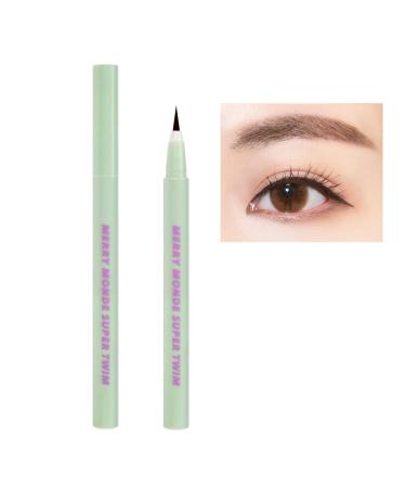 Antique Alive Merry Monde Multicolor Super Slim Long Lasting Eyeliner Vegan Easy Ultra-Fine Felt Tip Pen Liquid Korean K Beauty Waterproof Mechanical Eye Liner Makeup (Dark Brown)