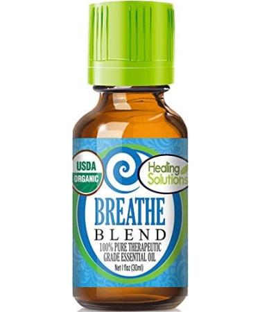 Healing Solutions Breathe Easy Organic Essential Oil - Pure & Undiluted Essential Oil Blend for Diffuser Humidifier Aromatherapy - 1 oz (30ml) - Buy Online on GoSupps.com