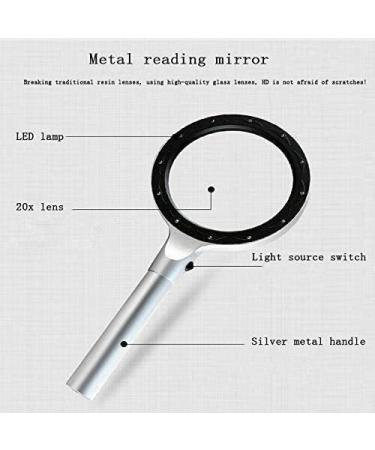 Handheld Mini Magnifying Glass 20X LED Lamp with A Handheld Circular Elderly People with Low Vision to Read Macular Degeneration Magnifier - Buy Online on GoSupps.com
