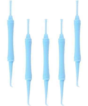 Spiral Ear Pick Earwax Removal Tool 5Pcs - Double-end Digging Ear Spoon and Curette Remover - Blue Earpick Cleaning Tool - Buy Online on GoSupps.com