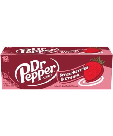 Dr Pepper Strawberries and Cream Soda 12 fl oz cans Pack of 12 - Buy Online on GoSupps.com