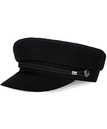 WETOO Women Fiddler Cap Newsboy Hat Visor Beret Cap Paperboy Gatsby Hat 1-black 1