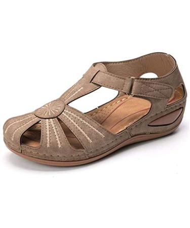 Creev women's wedge sandals summer shoes women soft underside wedge shoes shoes for women plateau sandals paragraphs gladiator sandals (light blue 37 EU) Khaki 46 EU