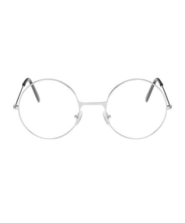 Adult metal frame glasses with clear fashionable unisex-class metal frame level round glasses Health safety glasses children silver unit size