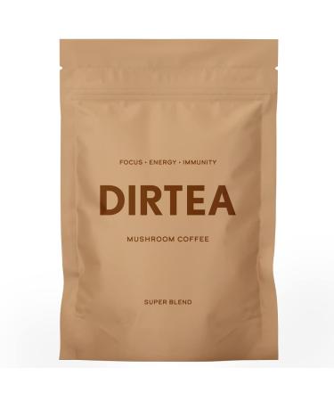 Dirtea Mushroom Coffee Super Blend Powder Medium Coffee Roast Level recommended for Energy Focus and Immunity 60 Servings