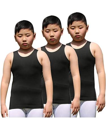 Youth Boys Girls Compression Tank Tops Athletic Sleeveless Shirt Undershirts Workout Base Layer Vest 3 Pack-black*3 7