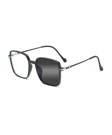 Women s Fashion Oversized Rectangular Frame Bifocal Photochromic Reading Glasses Black Silver 2.0 x
