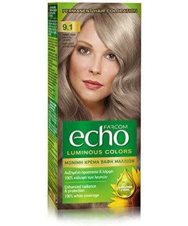 FARCOM Echo hair color with natural olive extract and vitamin C 60ml (9.1 very light ash blonde) - Buy Online on GoSupps.com
