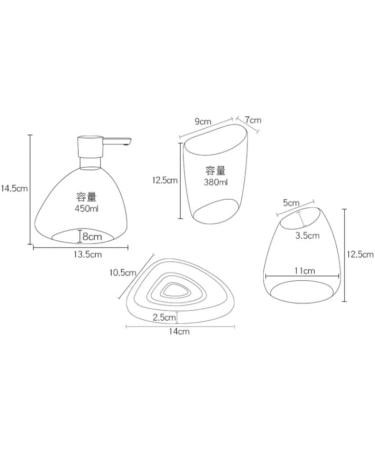 European Style Bathroom Five-Piece Set | POCHY Ceramic Toothbrush Cup Wash Set | Light Gray Bathroom Supplies - Buy Online on GoSupps.com