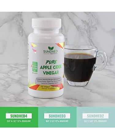 Sundhed Natural Pure Apple Cider Vinegar - 1250mg for Detox, Bloating Relief & Immune Support - Buy Online on GoSupps.com
