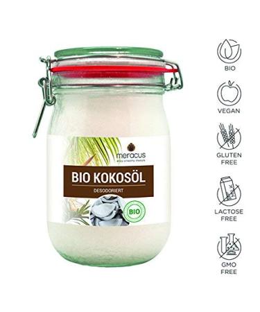 Meracus Organic Coconut Oil Tasteless & Deodorized in Swing Top Jar (1L) Premium Quality for Cooking & Skincare - Buy Online on GoSupps.com