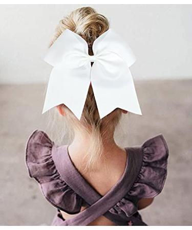 20 White Cheerleader Bows Ponytail Holder Hair Ties - Grosgrain Ribbon Accessories for Girls, Teens, Women - Ideal for Softball, Sports, Cheerleading - Buy Online on GoSupps.com
