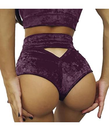 BZB Women's High Waist Booty Yoga Shorts Pole Dance Hot Pants Sexy Gym Workout Active Butt Lifting Running Bottoms Purple-1 X-Small