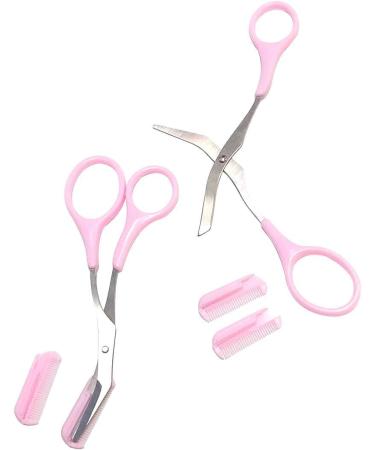 2 pieces of portable eyebrow trimmers made of stainless steel for eyebrows scissors comb for women and girls eyebrow removal tools
