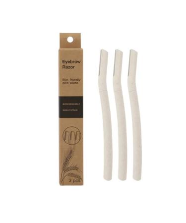 Eco-Friendly Dermaplaning Razor Biodegradable Wheat Straw Handle with Precision Stainless Steel Blade & Micro-Guard Sustainable Eyebrow & Face Exfoliating Tool for Smooth Skin (White)