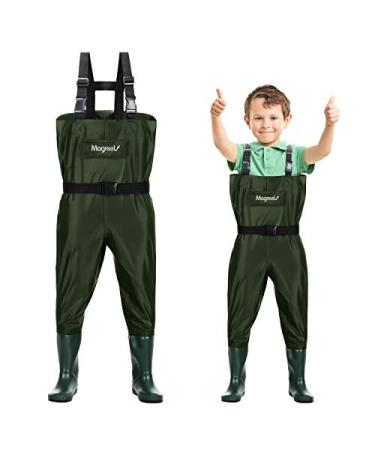 Magreel Child Chest Waders Waterproof Nylon Youth Waders with Boots Fishing & Hunting Waders for Toddler Children Boys Girls US 10/11