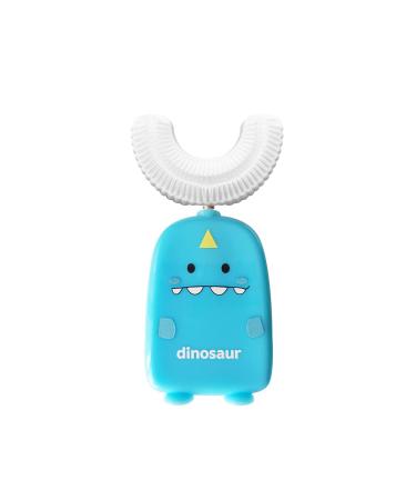 Manual Toothbrush with U-Shaped Bristles Food Grade Silicone Toothbrush Head for Kids 2-7 Years (Blue)