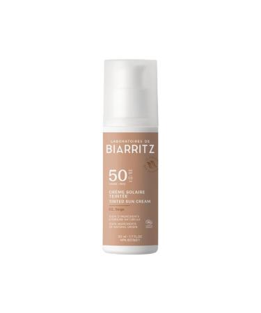 BIARRITZ LABORATORIES Laboratoires de Biarritz Tinted facial sunscreen Beige LSF50 organic certified hydrated mattified provides healthy rays 50 ml Made in France beige version 2025