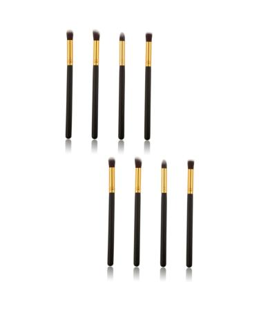 DOITOOL 8 Pcs Eyeshadow Synthetic Eye Make- up Brush Kit Eye Make-up Brush Kit Makeup Brush Small Hairbrush mediumx2pcs Black+goldx2pcs