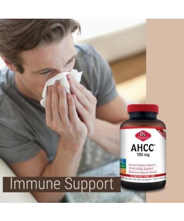 Olympian Labs Premium AHCC Supplement 750mg of AHCC per Capsule Supports Immune Health Liver Function and Natural Killer Cell Activity - Bulk 120 Servings 120 Count (Pack of 1) - Buy Online on GoSupps.com