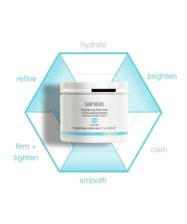 Sanitas Skincare Brightening Peel Pads - Lactic, Glycolic, Salicylic Acid - Exfoliating Home Peel Treatment - 50 pads/2oz - Buy Online on GoSupps.com