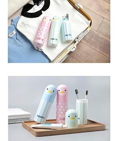 Leisial Multifunctional Travel Mug & Toothbrush Holder - Blue Travel Etui with Caricature - 6x19.5cm - Buy Online on GoSupps.com