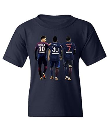 Paris Football Trio Leo Goat Soccer Team Boys Girls Youth T-Shirt Navy Medium