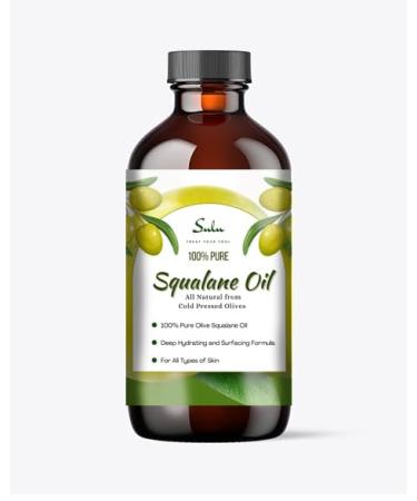 100% Pure Squalane Oil derived from Cold pressed Olives for Face Hair Body - 8 ounces