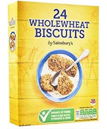 Sainsbury's Whole Grain Wheat Biscuits 430g - 24 whole grain wheat cereal biscuits fortified with vitamins and iron - Buy Online on GoSupps.com