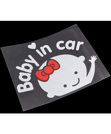 Baby in Car Waving Sticker Baby on Board Sign for Car,Kids in car Decal Sticker Safety Sign Cute Car Decal Vinyl Car Sticker (2X Girl Sticker)