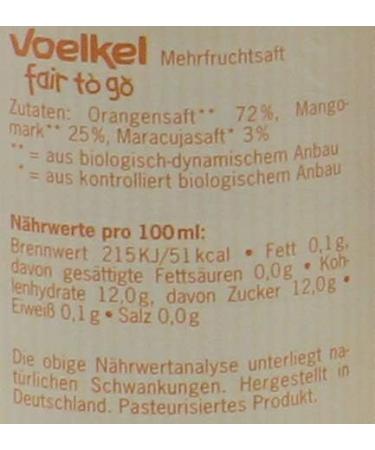  Voelkel Voelkel Bio Fair to Go Orange Mango Maracuja (1 x 250 ml) - Buy Online on GoSupps.com