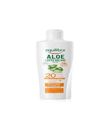 Equilibra Solari aloe sun milk LSF 20 based on aloe vera vitamin C and E argan oil coconut oil and shea butter ensures healthy and natural tanning water resistant 200 ml 200 ml (1 Pack)
