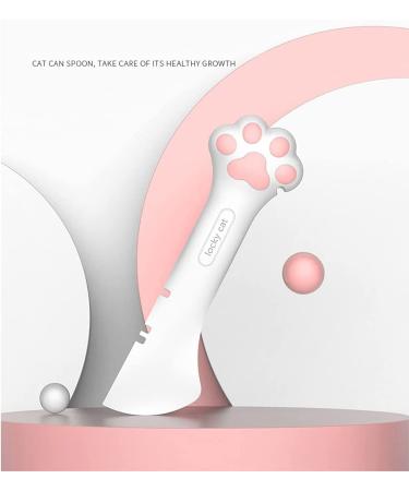 Lanyihome 2 in 1 Small Silicone Pet Food Spoon and Plastic Scoop for Dogs, Cats, Birds - White/Pink - Buy Online on GoSupps.com