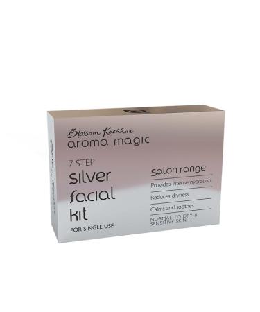 Aroma Magic Silver Facial Kit - 7 Steps Hydrating & Soothing Skincare Set for Dry & Sensitive Skin | Single Use | Radiant Glow - Buy Online on GoSupps.com
