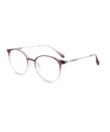 Fashion Oversized Round TR Reading Glasses for Women Blue Light Blocking Computer Readers Anti Eyestrain Glasses 3.5x Purple