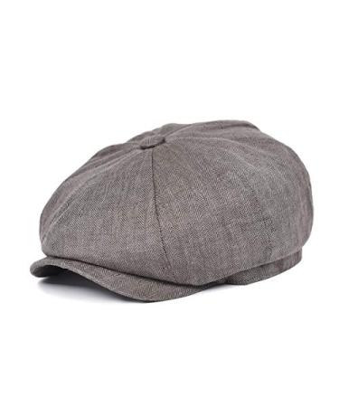 BOTVELA Men's Linen Newsboy Cap Herringbone Breathable Summer Hat 7 3/4-7 7/8 Herringbone Dark Grey