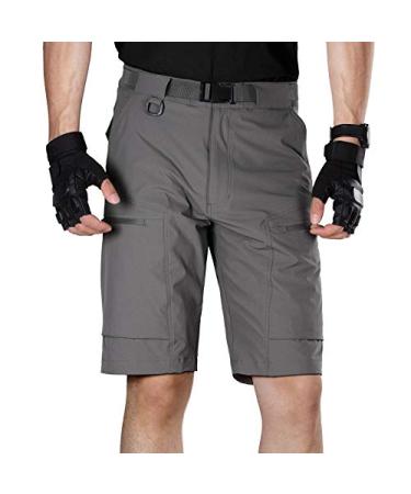 FREE SOLDIER Men's Cargo Shorts with Belt Lightweight Breathable Quick Dry Hiking Tactical Shorts Nylon Spandex 32W x 12L Gray