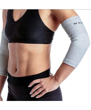 Mava Sports Elbow Bandage - Bamboo Compression Cuff for Tendonitis & Joint Pain Relief | Gray Small - Buy Online on GoSupps.com