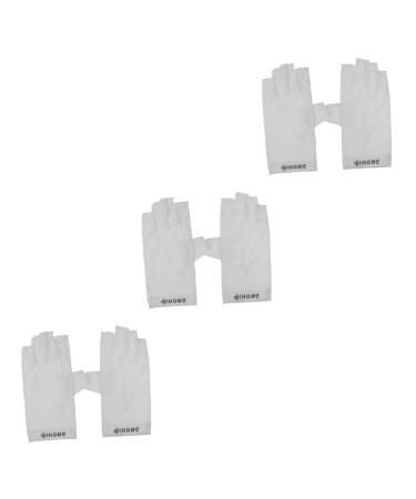 FRCOLOR Cooling Gloves Girls 3 Pairs Uv Gloves Uv Finger Protection Nails Outdoor Hiking Gloves Summer Driving Gloves Sun Protection Gloves for Women Fabric Women's Manicure Shield White