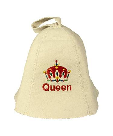 Sauna hat with embroidery QUEEN made of felt (felt cap sauna hat)