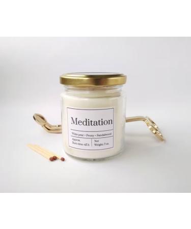 Scented Candle Meditation Soy Candle Stress Relief Gift for Mom Natural and Vegan Wax Candle Gift Idea for a Spa Day at Home White