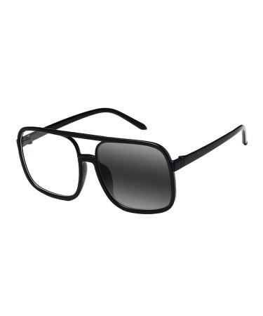 Men Women Retro Oversize Square Aviator UV400 Transition Photochromic Reading Glass +0.75 1.0 +6.0 Black 1.5 x