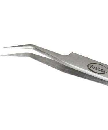 Szeles Vetus Stainless Steel Curved Slant Tip Tweezer ST-17 - Non-magnetic Eyelash Eyebrow Makeup Tool - Buy Online on GoSupps.com