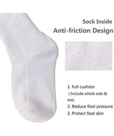 Copper Infused Diabetic Crew Socks - Super Stretch Comfort for Men and Women - 2 Pairs, White, Shoe 5-12 US - Buy Online on GoSupps.com