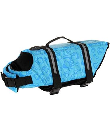 Dog life jacket swimming safety coat swimming vest lifeless rescuer with handle for small dog puppies Big dog (blue bone XL) XL blue bone