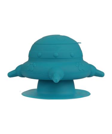 Puppy Milk Feeder 235ml Silicone milk shell with suction cups of simulated food bowl with 4 nipple puppies kitten milk feeding milk station newborn pet station care Cyan color