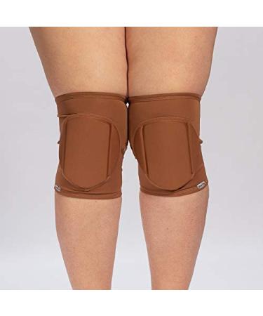 Queen Wear  Nude Mocha Pole Dance Knee Pads  Perfect Woman Protection for Ballet Modern Dance and Indoor Sports (S)