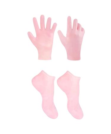 Amosfun 2 Sets Hydrating Sock Gloves Gel Spa Gloves Gel Boat Socks Heel Socks Protector Cotton Gloves for Dry Hands Cracked Foot Socks Whitening Exfoliating Gloves Remover Soft Boots Sebs