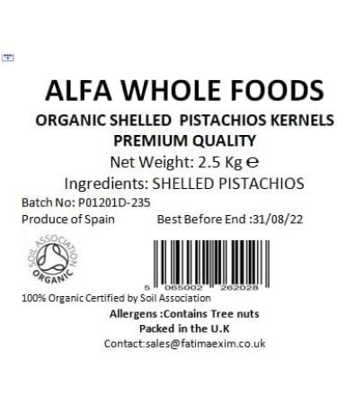 ALFA Whole Foods Organic 2.5 Kg Pistachios SHELLED KERNELS Premium from Spain - Buy Online on GoSupps.com