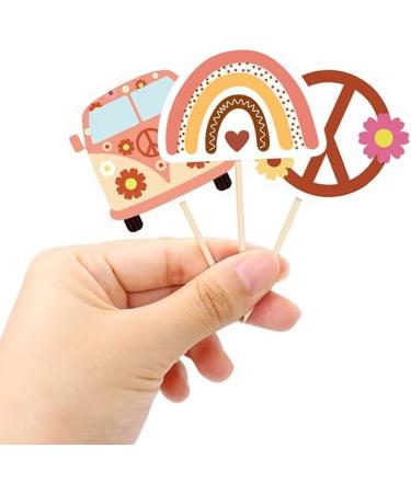 Keaziu 24 Pack Hippie Theme Cupcake Toppers Peace Sign Hand Cupcake Picks 60s Theme Flower Boho Rainbow Birthday Party Supplies Red - Buy Online on GoSupps.com